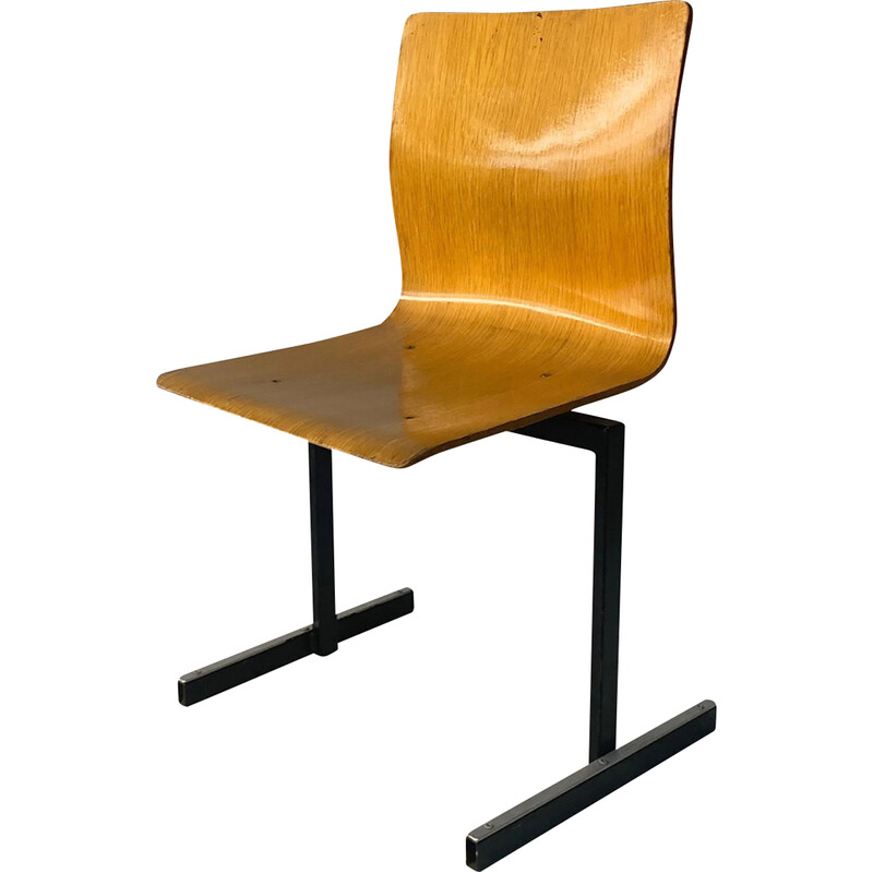Vintage metal and plywood chair by Niels Larsen Mobler, Denmark 1893