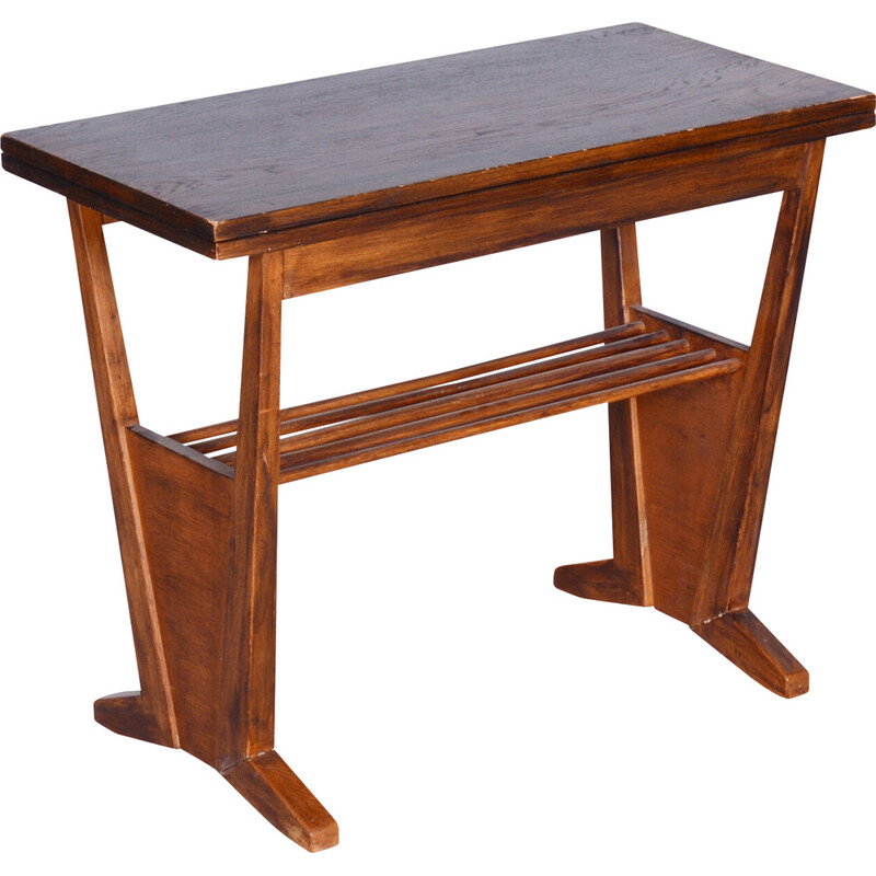 Vintage oak folding table, Czechoslovakia 1950