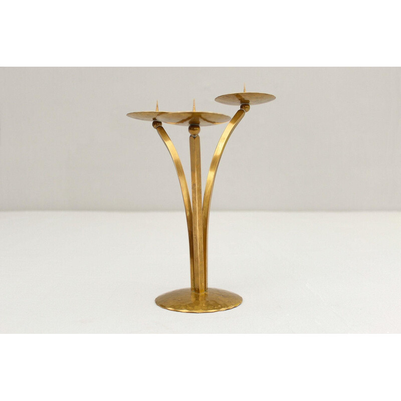 Vintage brass candlestick by Alfred Schäfer for As and handwork, Germany 1950