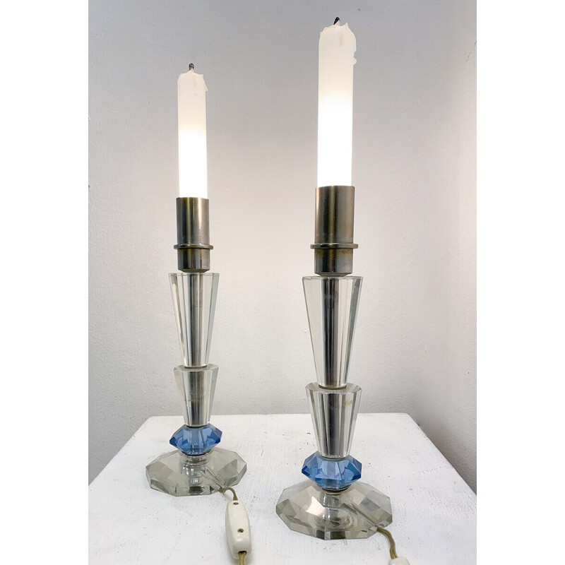 Pair of vintage crystal candlesticks, 1930