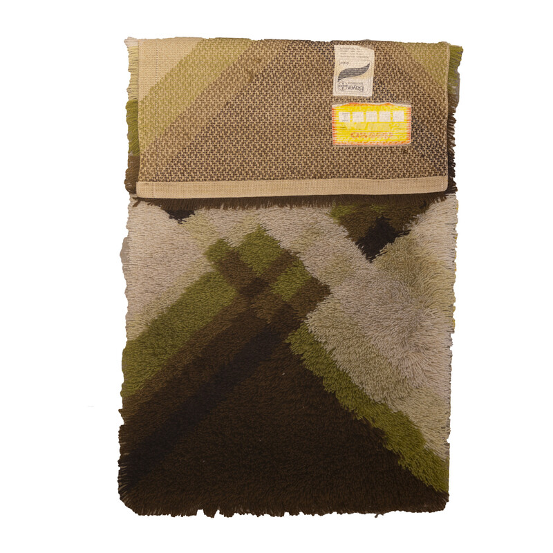 Tapis vintage "Slope" vert et marron par Desso