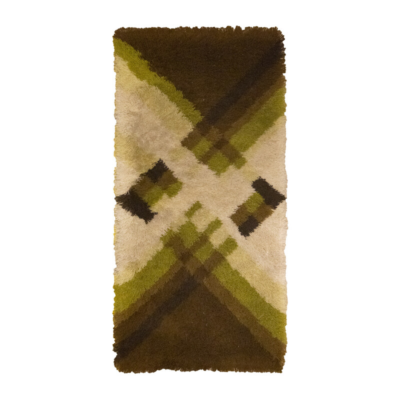 Tapis vintage "Slope" vert et marron par Desso