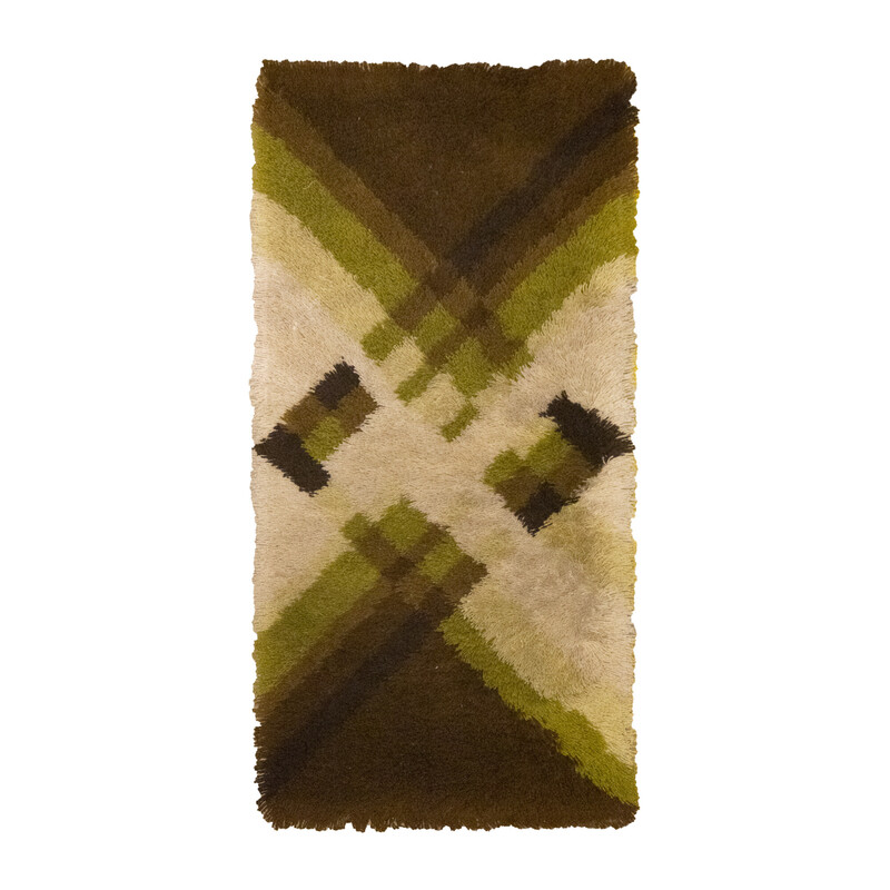 Vintage green and brown "Slope" rug by Desso