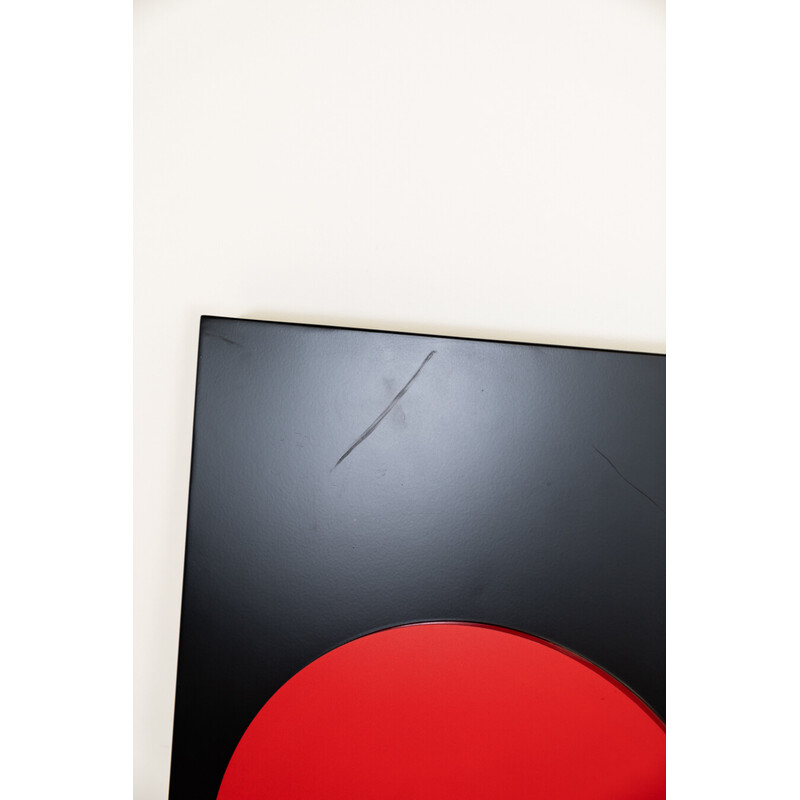 Coppia di insegne luminose a Led vintage dipinte in nero, bianco e rosso, Italia 2000