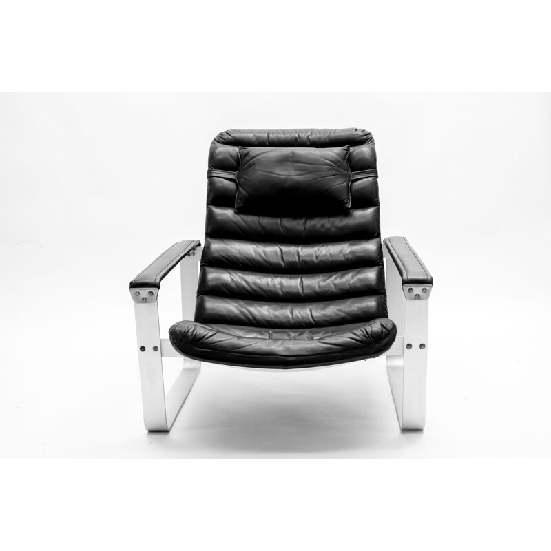 Finnish Pulkka lounge chair with ottoman by Ilmari Lappalainen for Asko - 1960s