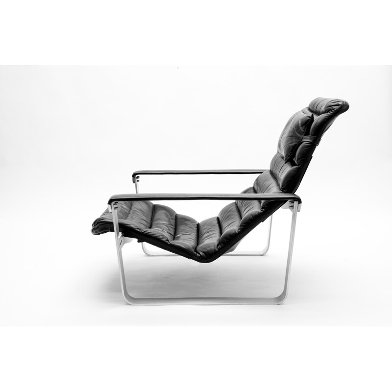 Finnish Pulkka lounge chair with ottoman by Ilmari Lappalainen for Asko - 1960s