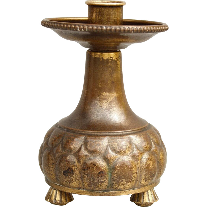 Vintage Art Nouveau brass candlestick for Wmf, 1905
