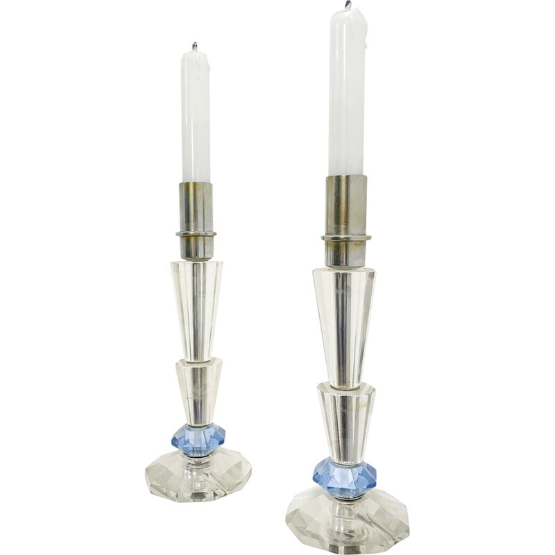 Pair of vintage crystal candlesticks, 1930