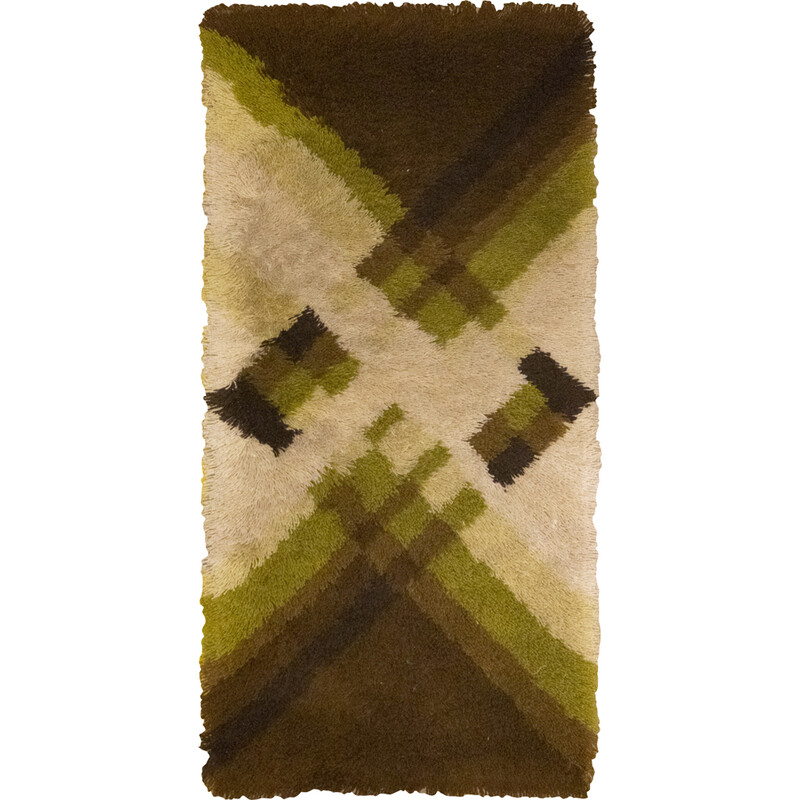 Tapis vintage "Slope" vert et marron par Desso