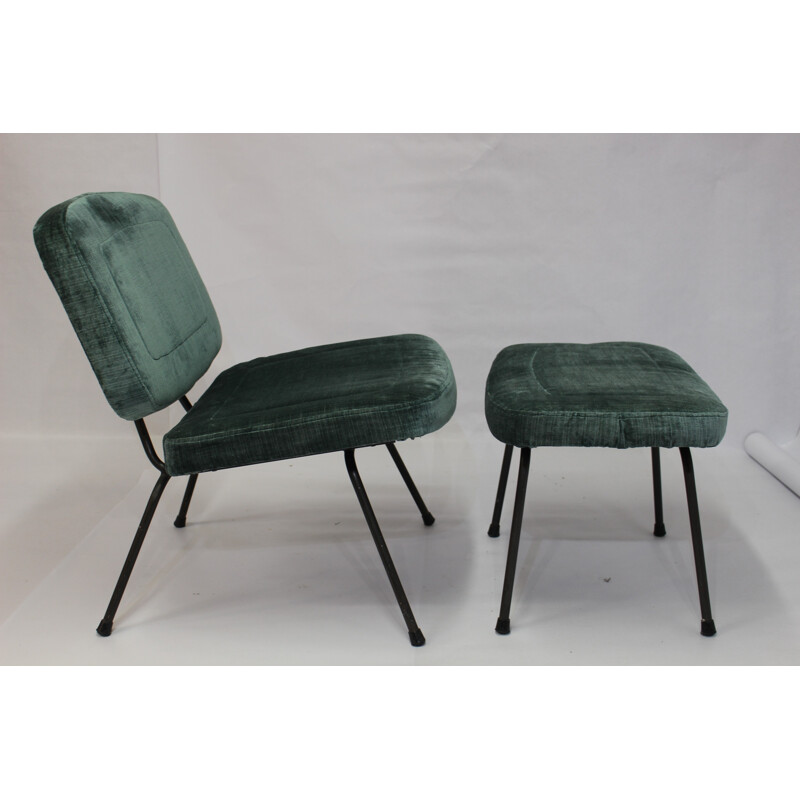 CM 190 model low chair and its ottoman by Pierre Paulin for Thonet - 1950s