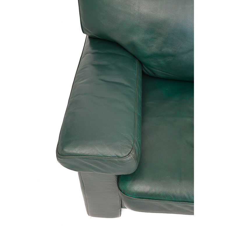 Vintage "Örgryte" sofa in green leather by Carl-Henrik Spak for Ikea, 1990