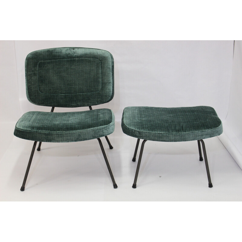 CM 190 model low chair and its ottoman by Pierre Paulin for Thonet - 1950s