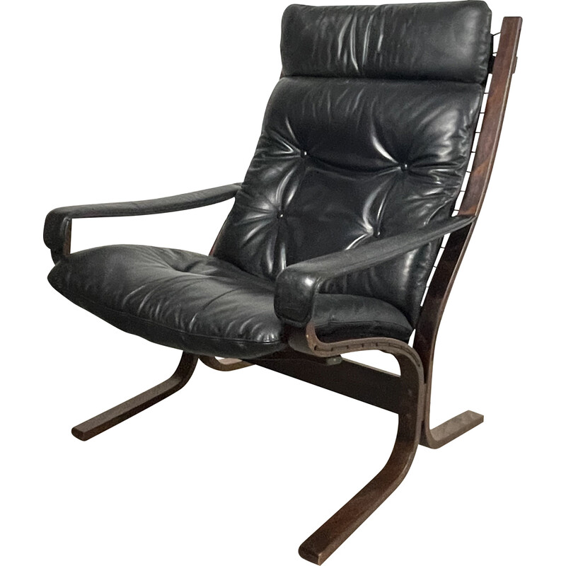Vintage Siesta leather armchair by Ingmar Relling, 1970