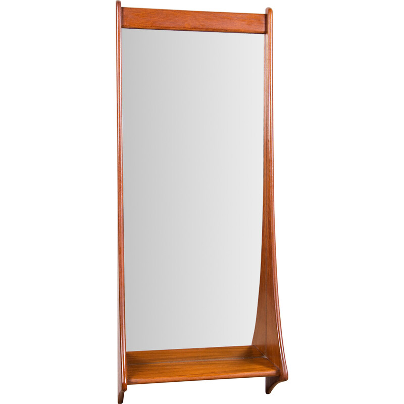 Vintage teak and glass wall mirror by Pedersen and Hansen, Denmark 1960