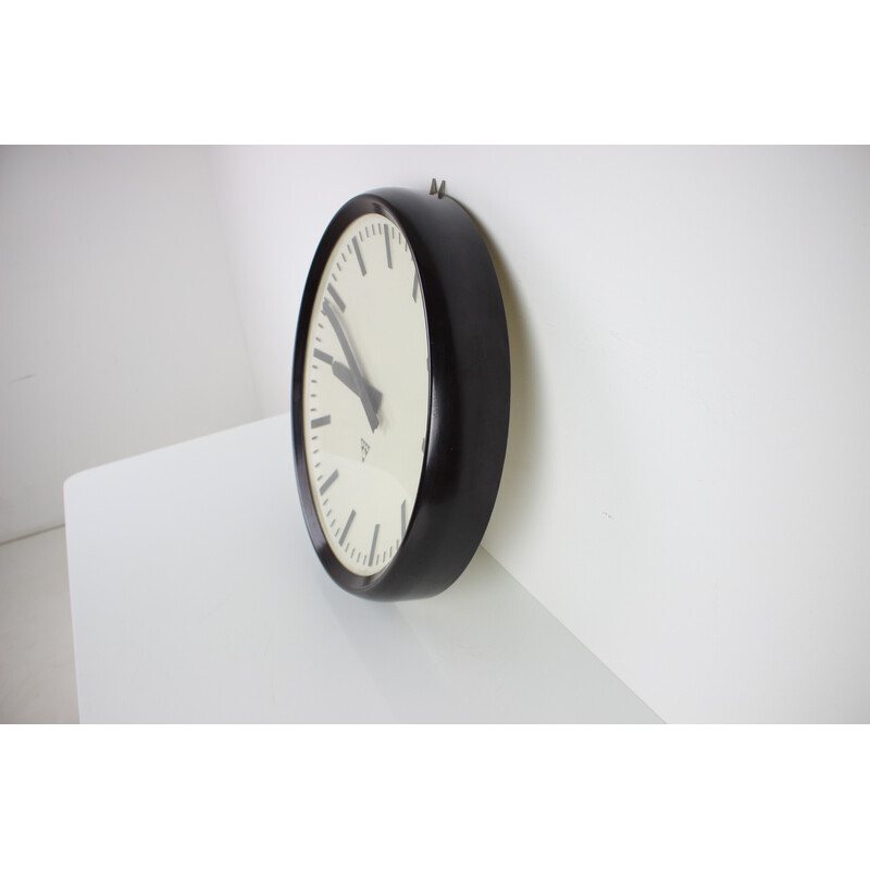 Vintage bakelite and glass wall clock by Pragotron, Czechoslovakia 1960