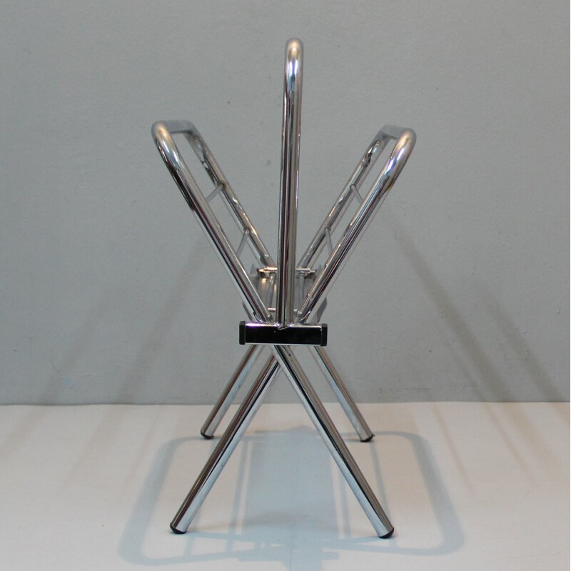 Vintage magazine rack in chromed metal - 1960s