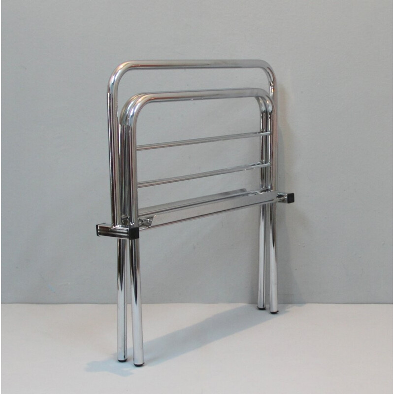 Vintage magazine rack in chromed metal - 1960s