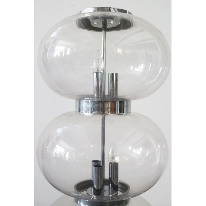 Vintage glass and metal lamp, 1970