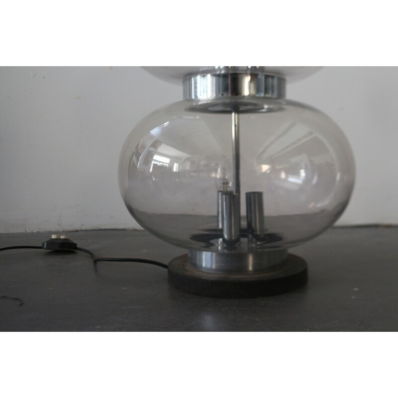 Vintage lamp van glas en metaal, 1970