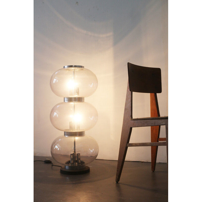 Vintage lamp van glas en metaal, 1970