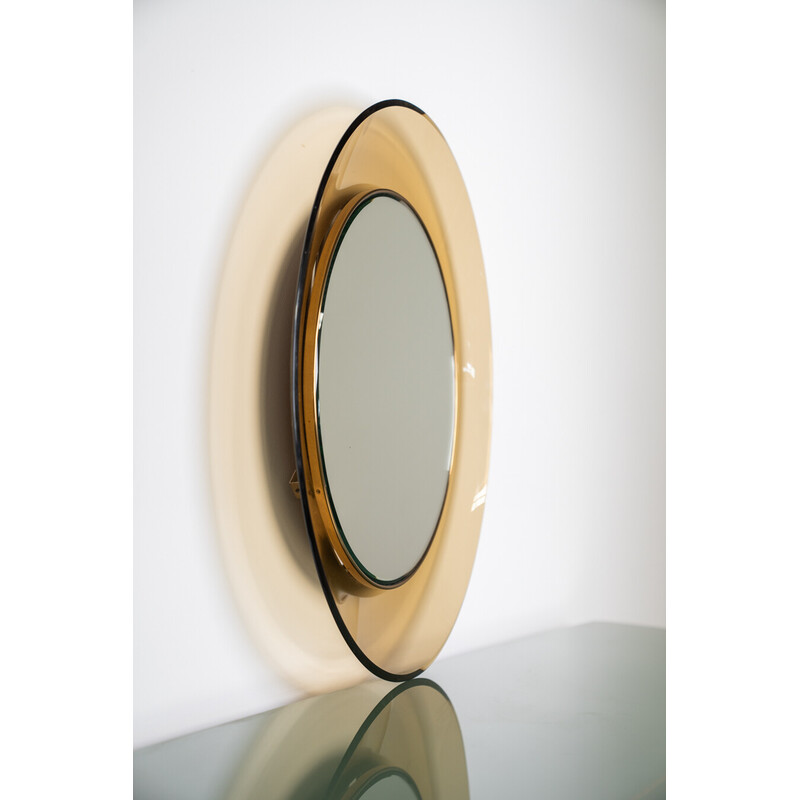 Vintage circular crystal mirror by Max Ingrand for Fontana Arte, Italy 1960