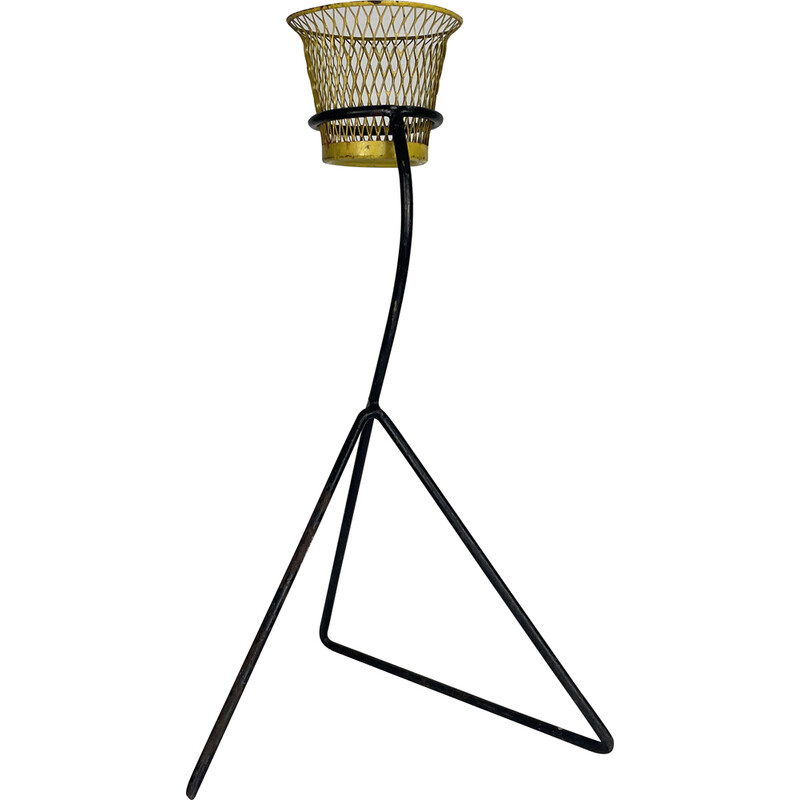 Vintage plant stand in steel wire and metal by Mathieu Mategot, 1950