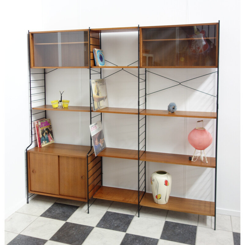 Large WHB wall unit in wood and metal - 1960s