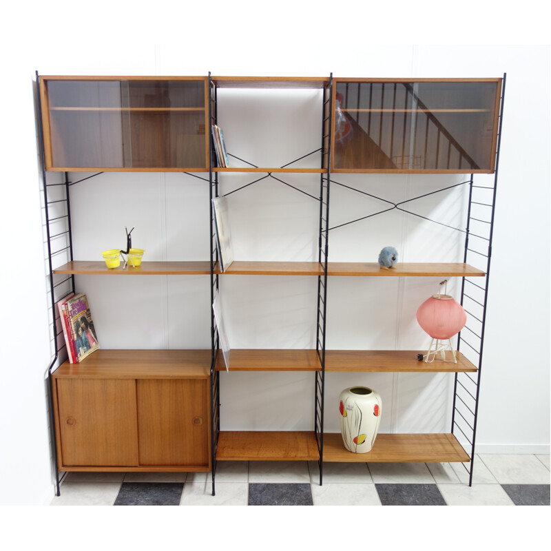 Large WHB wall unit in wood and metal - 1960s