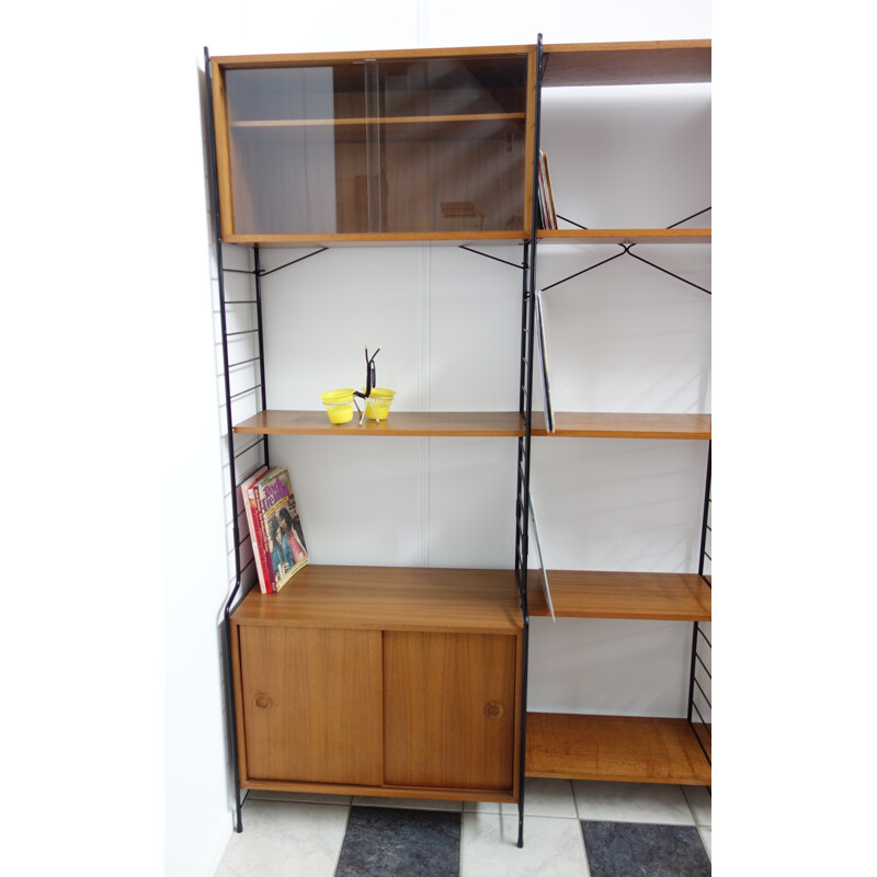 Large WHB wall unit in wood and metal - 1960s