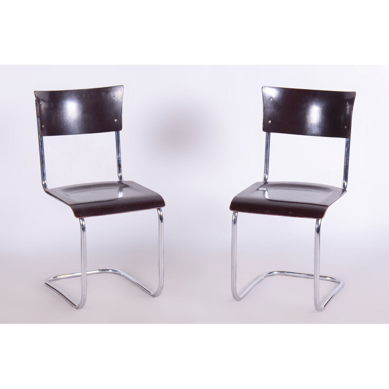 Set of 4 vintage steel and chrome chairs by Mart Stam for Robert Slezak, Czechoslovakia 1930