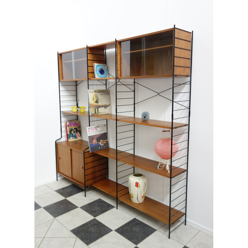 Large WHB wall unit in wood and metal - 1960s