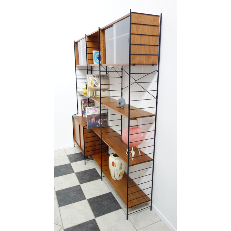 Large WHB wall unit in wood and metal - 1960s