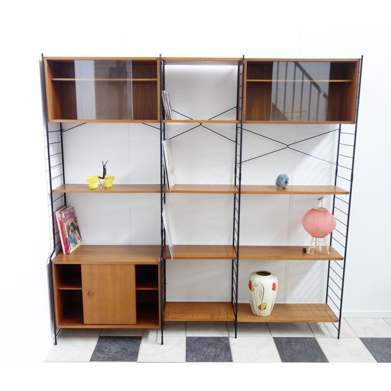 Large WHB wall unit in wood and metal - 1960s