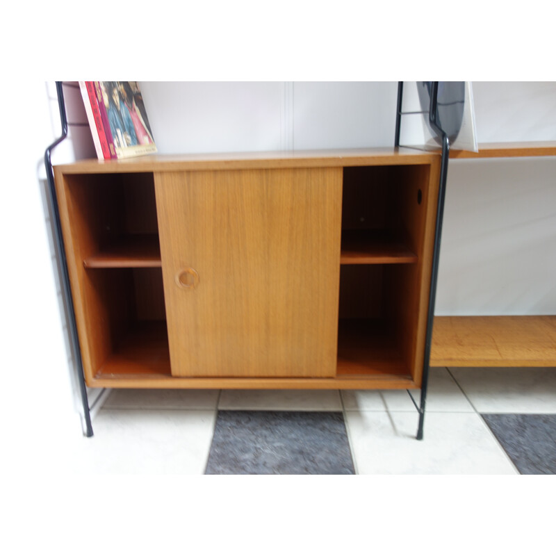 Large WHB wall unit in wood and metal - 1960s