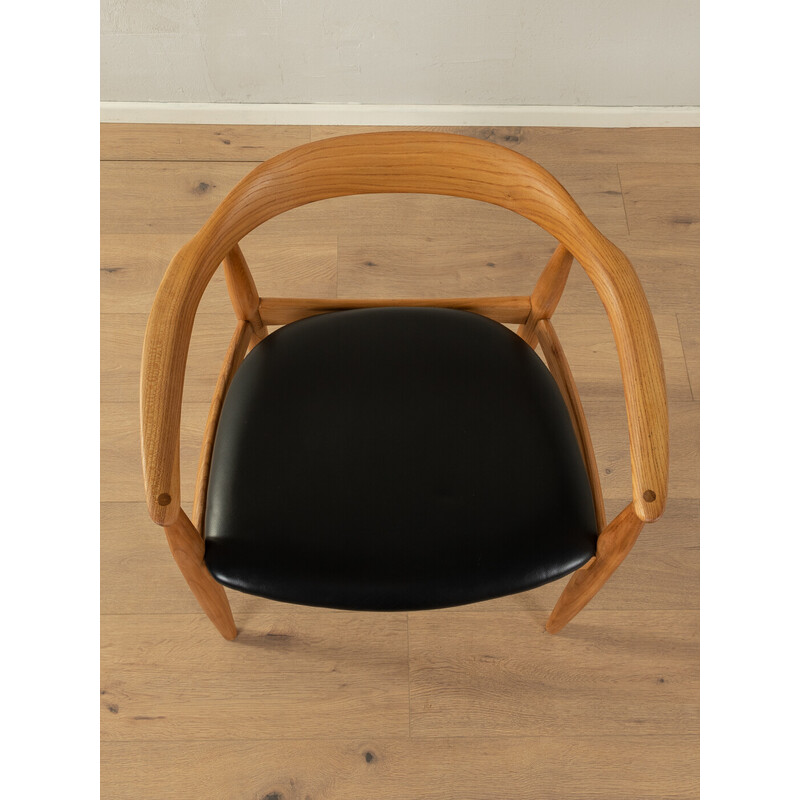 Fauteuil vintage en frêne et cuir par Illum Wikkelsø pour Niels Eilersen, Danemark 1950