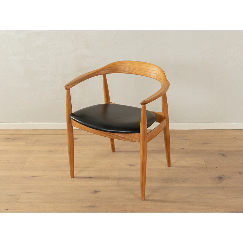 Fauteuil vintage en frêne et cuir par Illum Wikkelsø pour Niels Eilersen, Danemark 1950