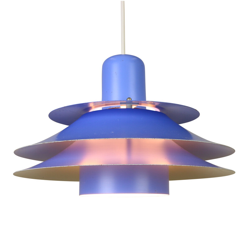 Danish blue hanging lamp produced by Horn Lighting - 1960s