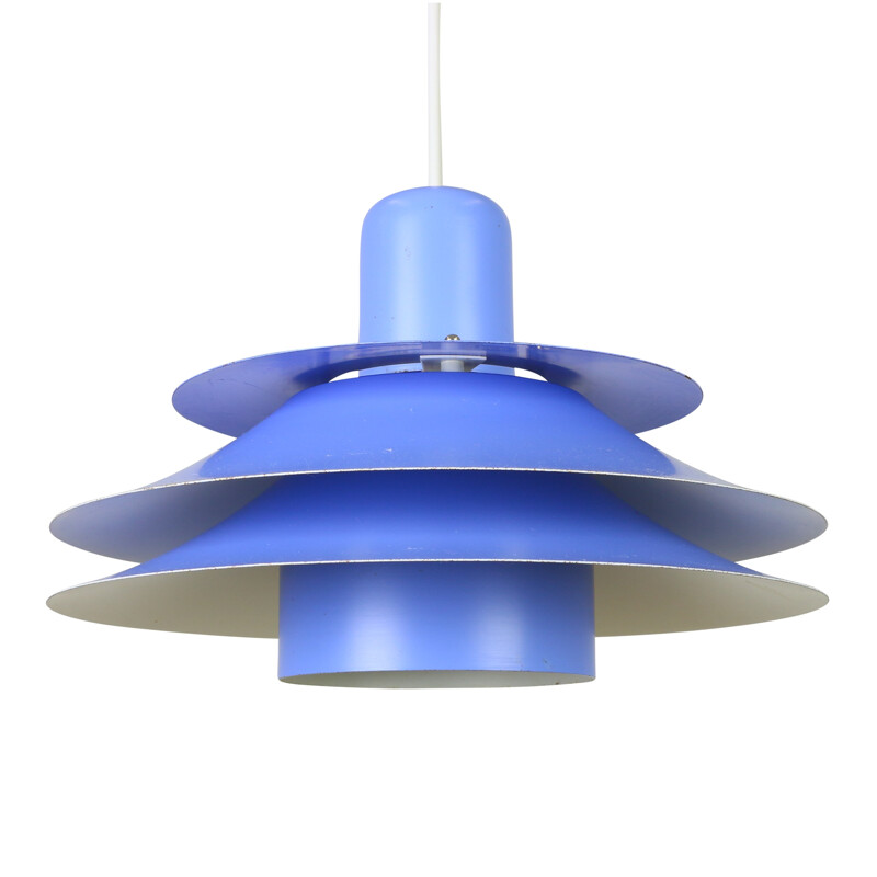 Danish blue hanging lamp produced by Horn Lighting - 1960s