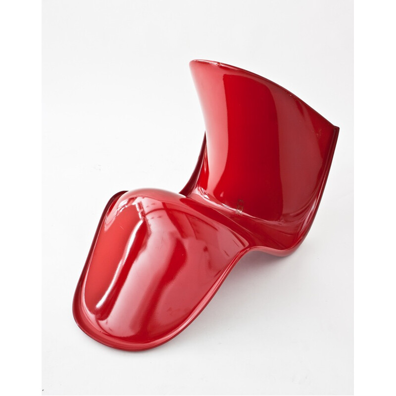 Danish red lacquered chair in polyester by Verner Panton  - 1970s