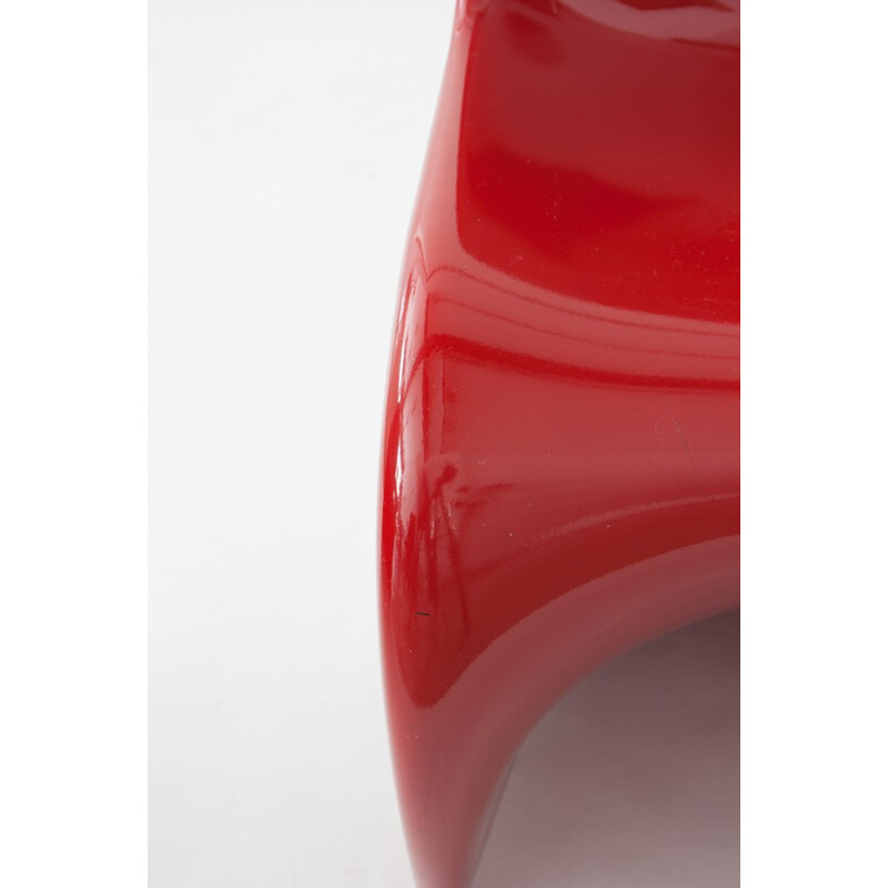 Danish red lacquered chair in polyester by Verner Panton  - 1970s