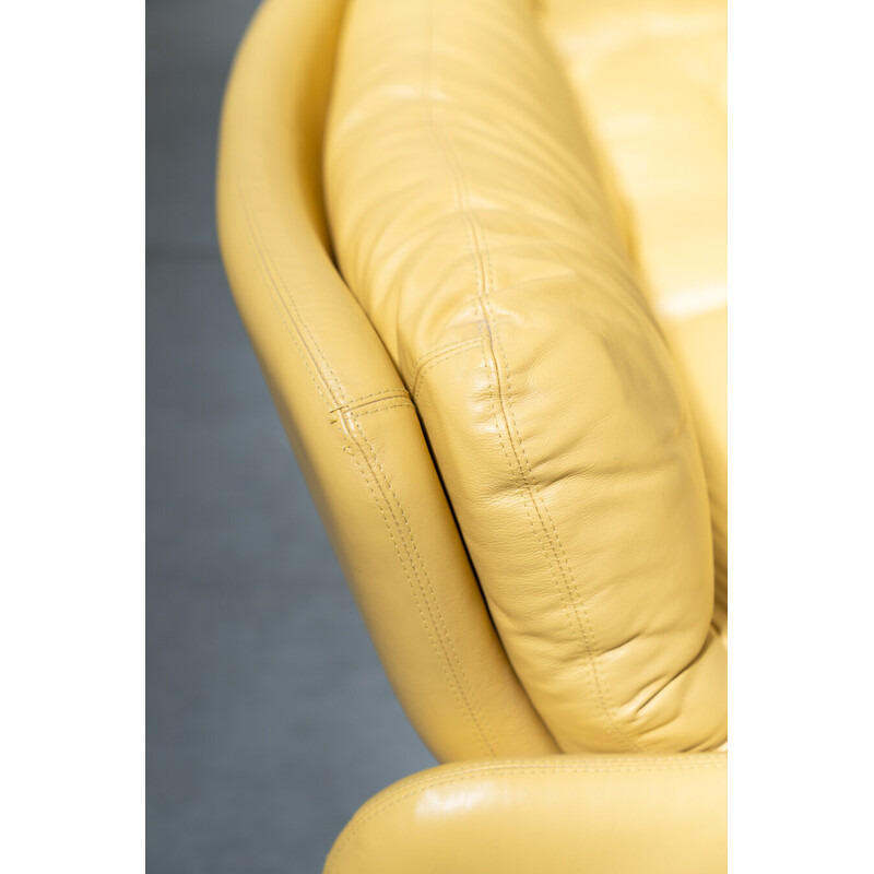 Conjunto de assentos em pele amarela vintage de Ammannati e Vitelli para Brunati, Itália 1970