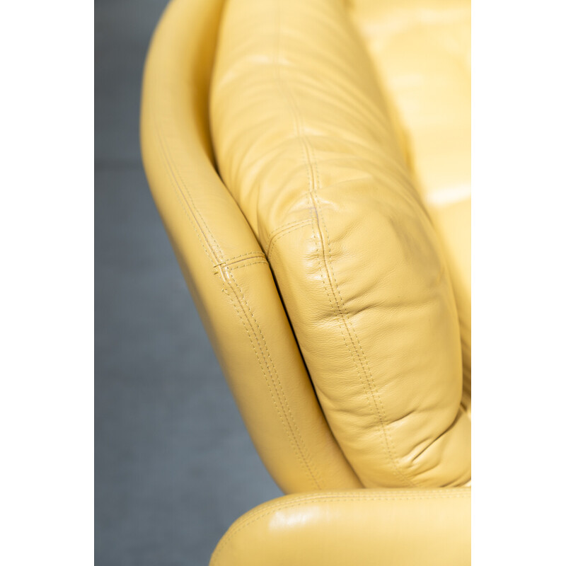 Vintage yellow leather seating set by Ammannati and Vitelli for Brunati, Italy 1970