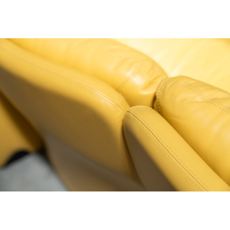 Vintage yellow leather seating set by Ammannati and Vitelli for Brunati, Italy 1970