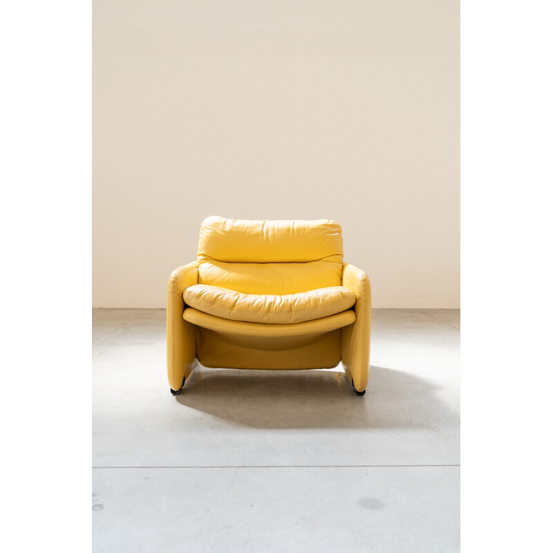 Vintage yellow leather seating set by Ammannati and Vitelli for Brunati, Italy 1970