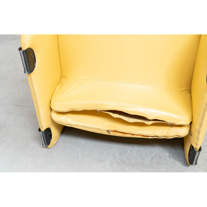 Vintage yellow leather seating set by Ammannati and Vitelli for Brunati, Italy 1970