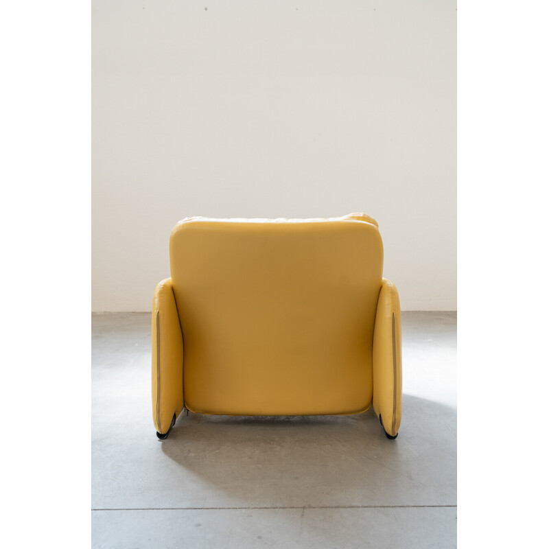 Ensemble de sièges vintage en cuir jaune par Ammannati et Vitelli pour Brunati, Italie 1970