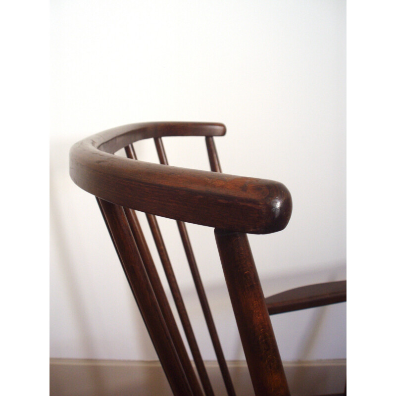 Paire de fauteuils Baumann bleu en hêtre et en coton - 1960