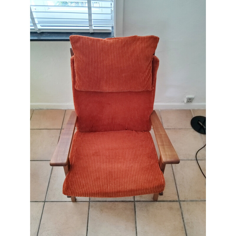 Vintage Lotus armchair in wood and orange velvet by Rob Parry for Gelderland, Netherlands 1960