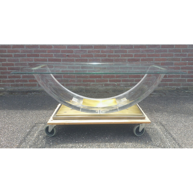 Plexigas and brass coffee table  by Hollis Jones for Belgo Chrom  - 1970s