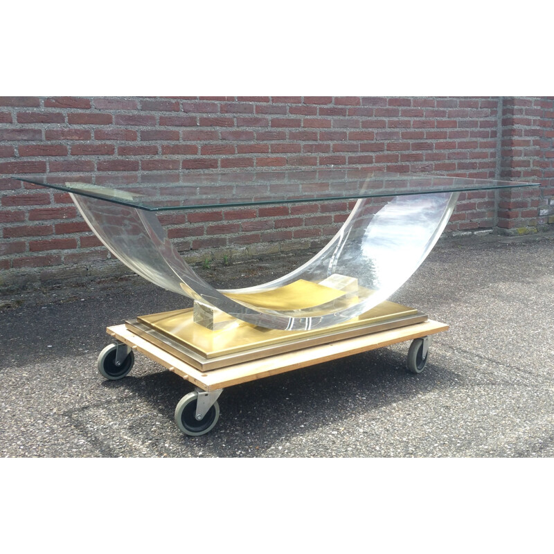 Plexigas and brass coffee table  by Hollis Jones for Belgo Chrom  - 1970s